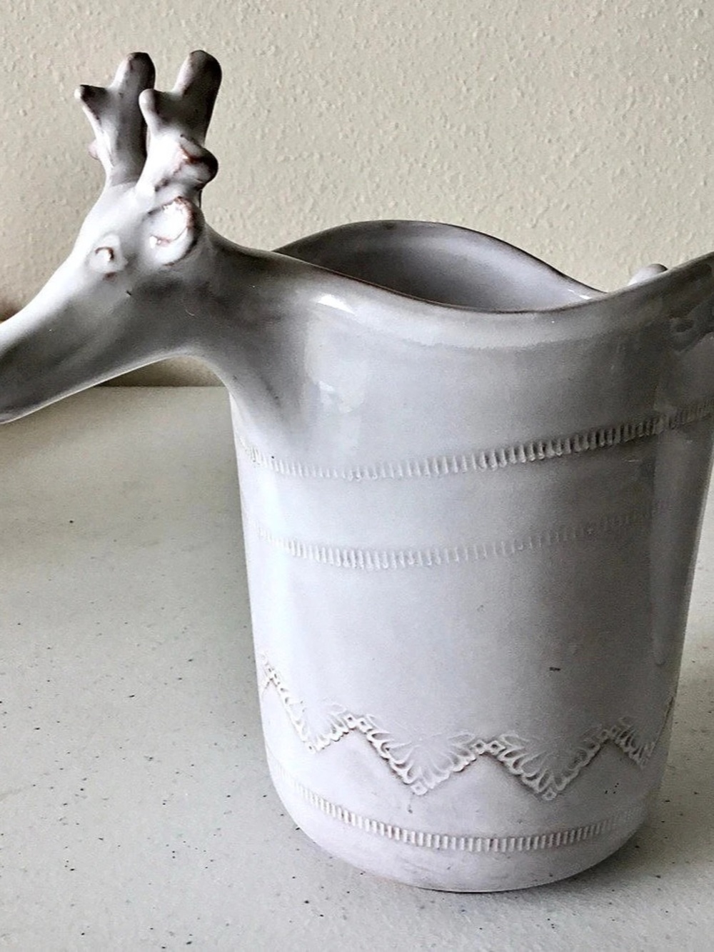 Vietri Deer Reindeer Ceramic Vase in White